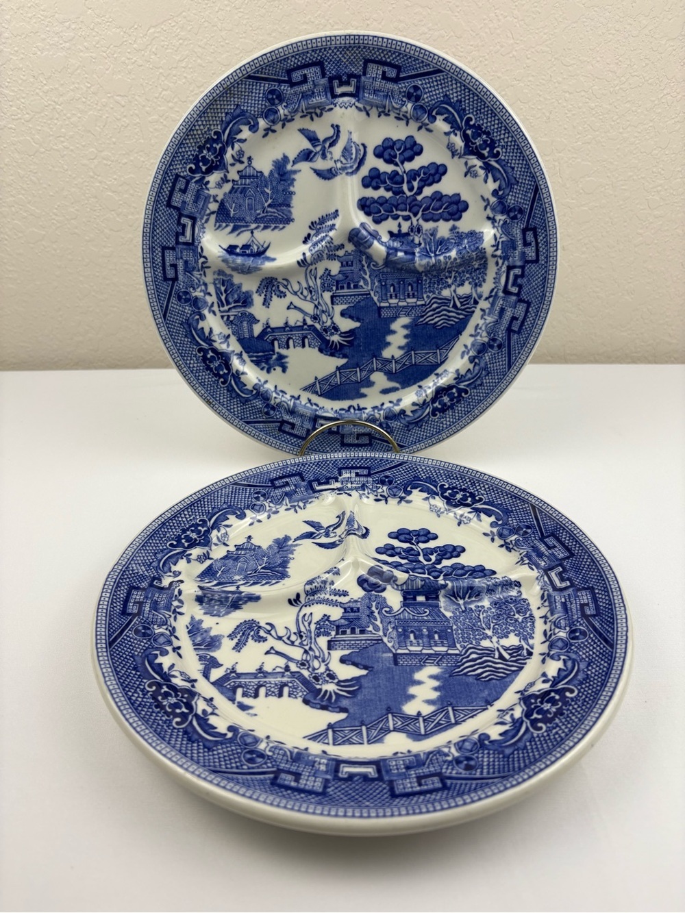 Buffalo China Blue Willow Divided “Grill Plate” or “Divided Plate”- Set of 2